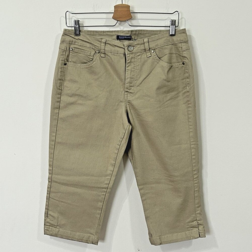 BANDOLINO BLU Brady Capris Sz 10P Tan Stretch Denim Five Pocket KB41727